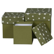 Set of 3 Olive Green Star Boxes – Stylish Storage 